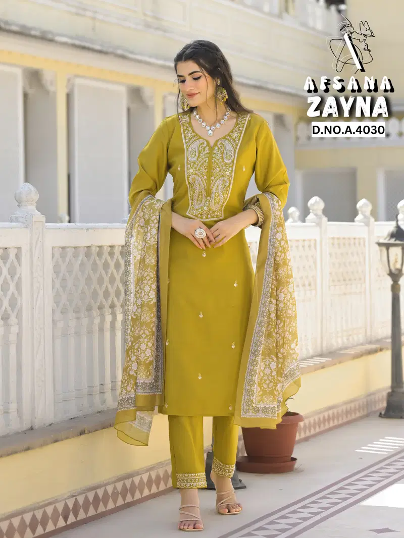 Zayna 4030 By Afsana Roman Embroidery Readymade Suits Orders In India